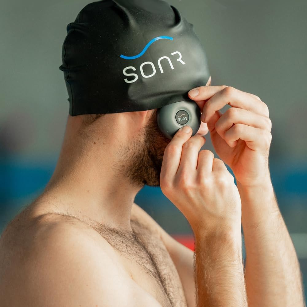 SONR Reproductor MP3 impermeable para natación, conducción ósea, auriculares subacuáticos para piscina, aguas abiertas y entrenamiento de triatlón, inalámbrico, sonido cómodo y claro (gris oscuro)