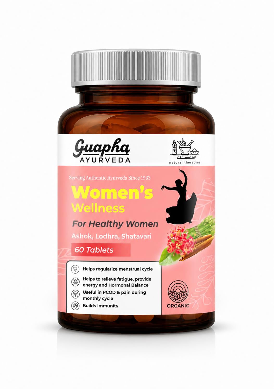 Guapha Ayurveda Women's Wellness | For Healthy Women | With Herbal Extracts Of Ashok, Lodhra, Shatavari 60 Tablets |-image-26