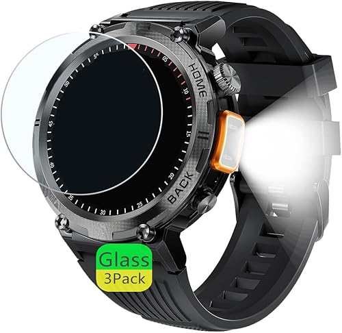 Protector de pantalla compatible con EIGIIS KE3 Smart Watch de 1.45 pulgadas (paquete de 3) Película de vidrio templado compatible con LaNikar,