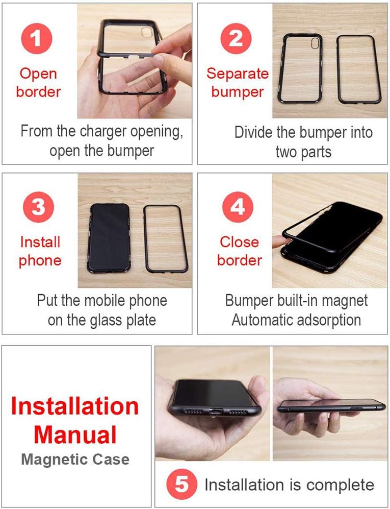 HaptiCase Case for Huawei P30 Magnetic Cover,Magnetic Adsorption Technology 9H Front and Back Tempered Glass Cover 360Shockproof Full Body Protector Ultra Thin Metal Bumper For Huawei P30 - Black Huawei P30 Black