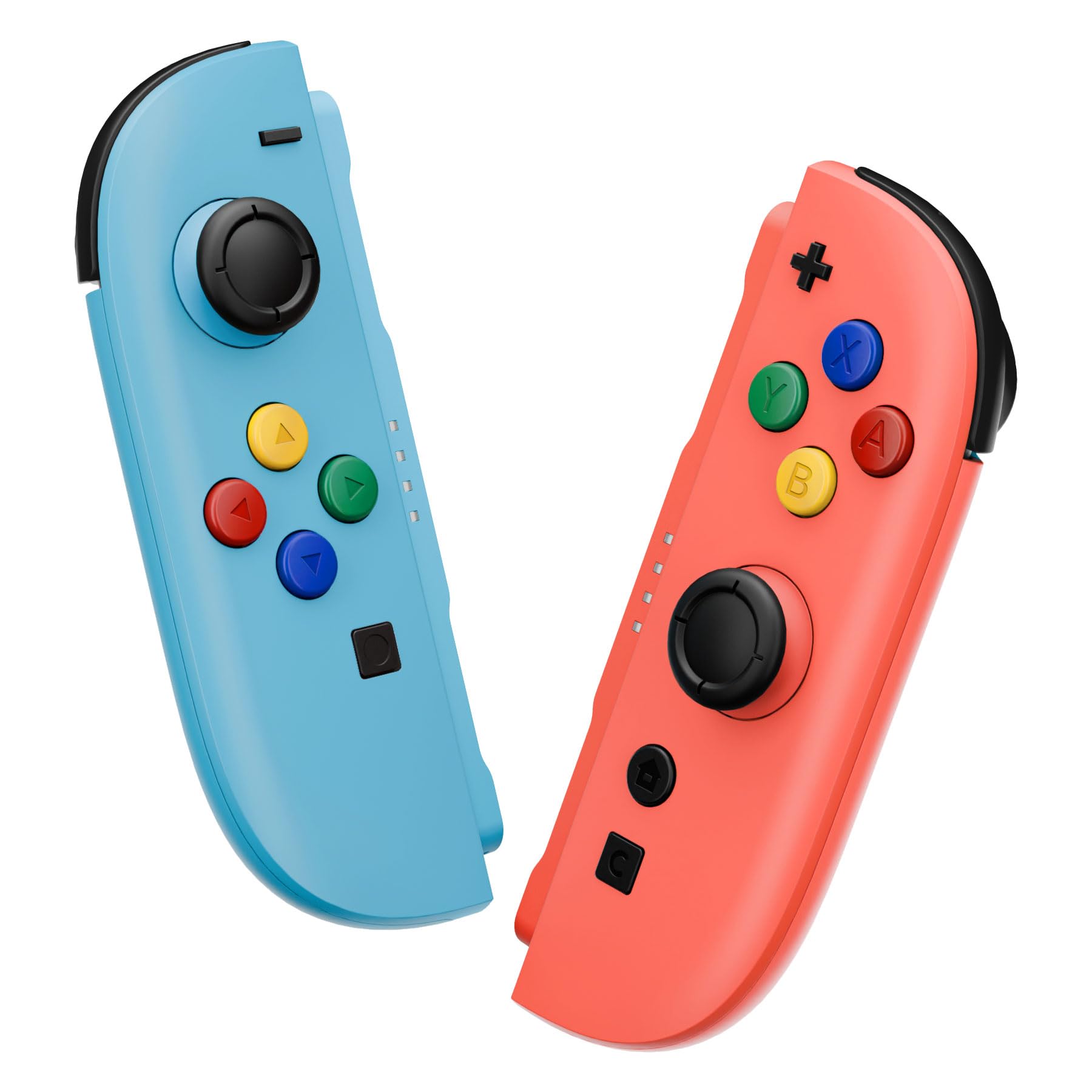 eXtremeRate Ersatz Case & Buttons Set für Switch 2 Joycons, Essence Version DIY-Faceplate/Back Cover/Griff Deko Streifen/ABXY D-Pad-Tasten Zubehör für Nintendo Switch 2 Joy Con-Blau&Orange