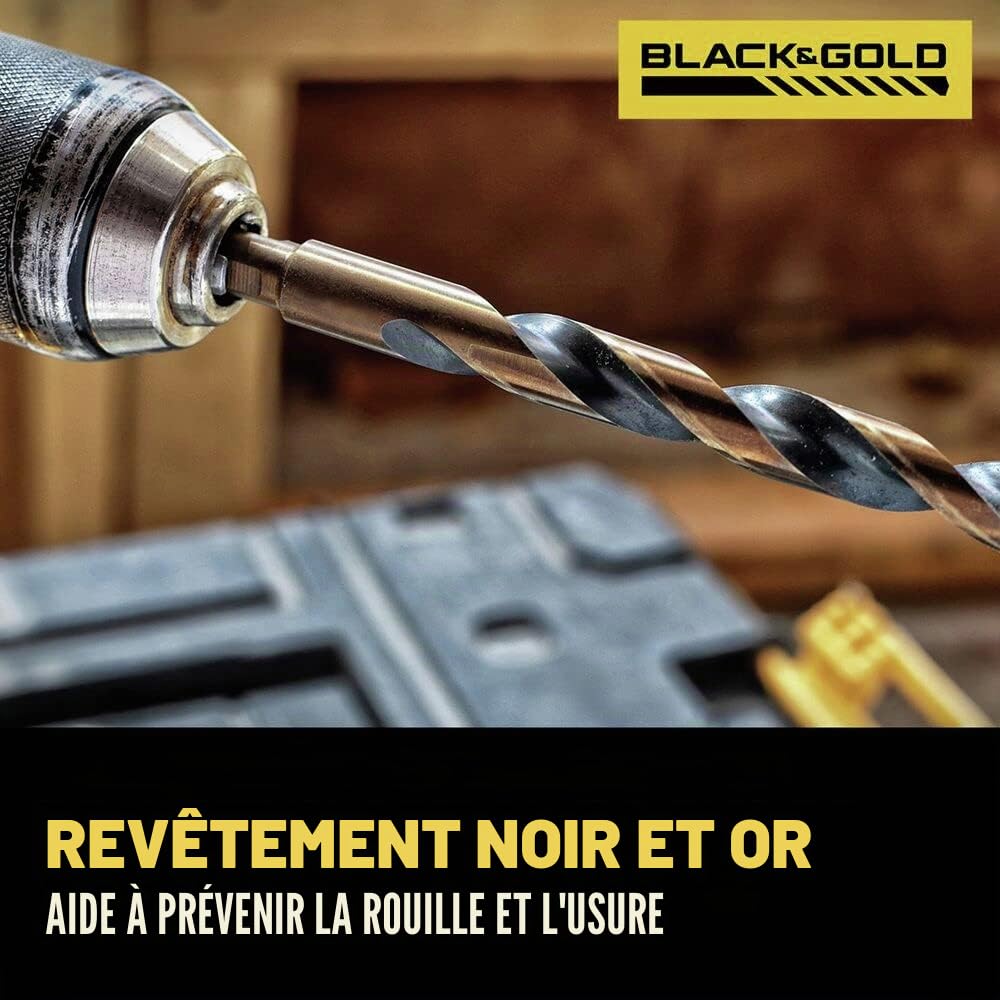 DEWALT DWA1181 Lot de 21 forets à pointe fendue à 135 degrés, hélix à 31 degrés, revêtement en oxyde noir, pour plastique, bois et métal
