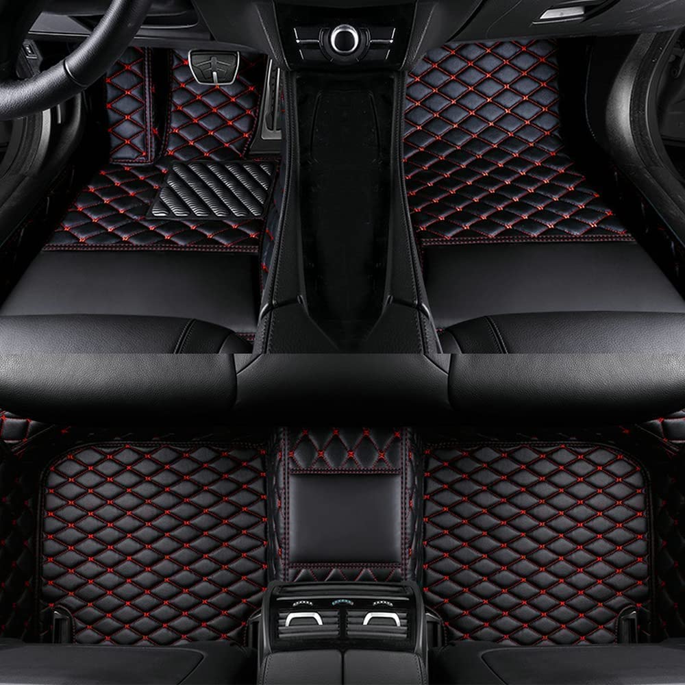 NBNNB Custom Car Floor Mats for 99% Sedan Fit Floor Mats for Cars Truck Van SUV Sports Car, All Weather Non-Slip Leather Automotive Floor Liners (A Black)