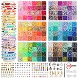 QUEFE 15000pcs, 144 Colors Clay Beads for Bracelet Making Kit, Charm Bracelet Making for Girls 8-12, Polymer Heishi Beads for Jewelry Making Kit, for Crafts Christmas Gifts