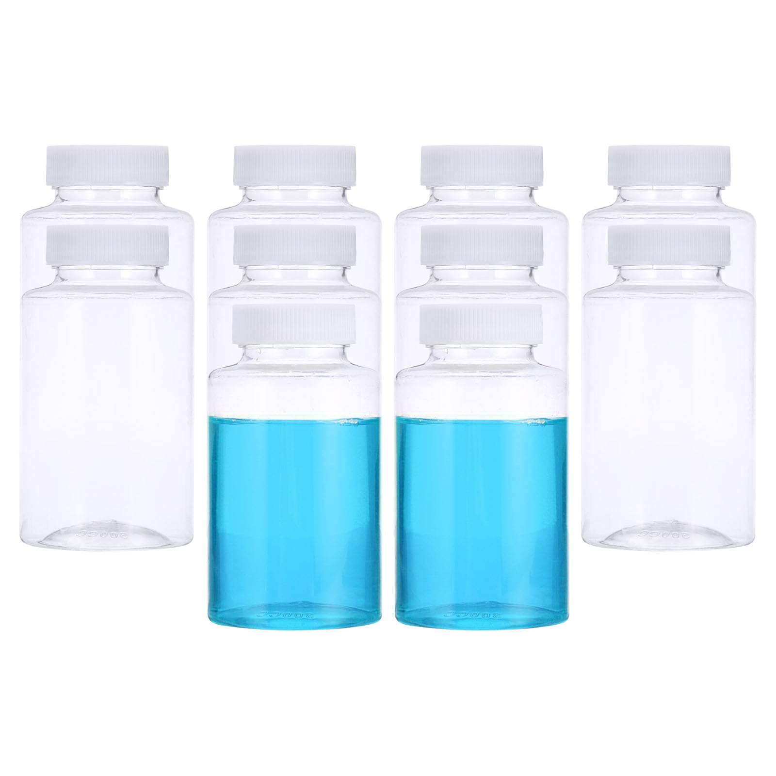 PATIKIL 10pz 300ml Bottiglie per Reagenti, Bottiglie Tonde a Bocca Larga con Tappo Vite per Conservazione Acqua Laboratorio Reagenti Liquidi Campioni Solidi, Trasparenti