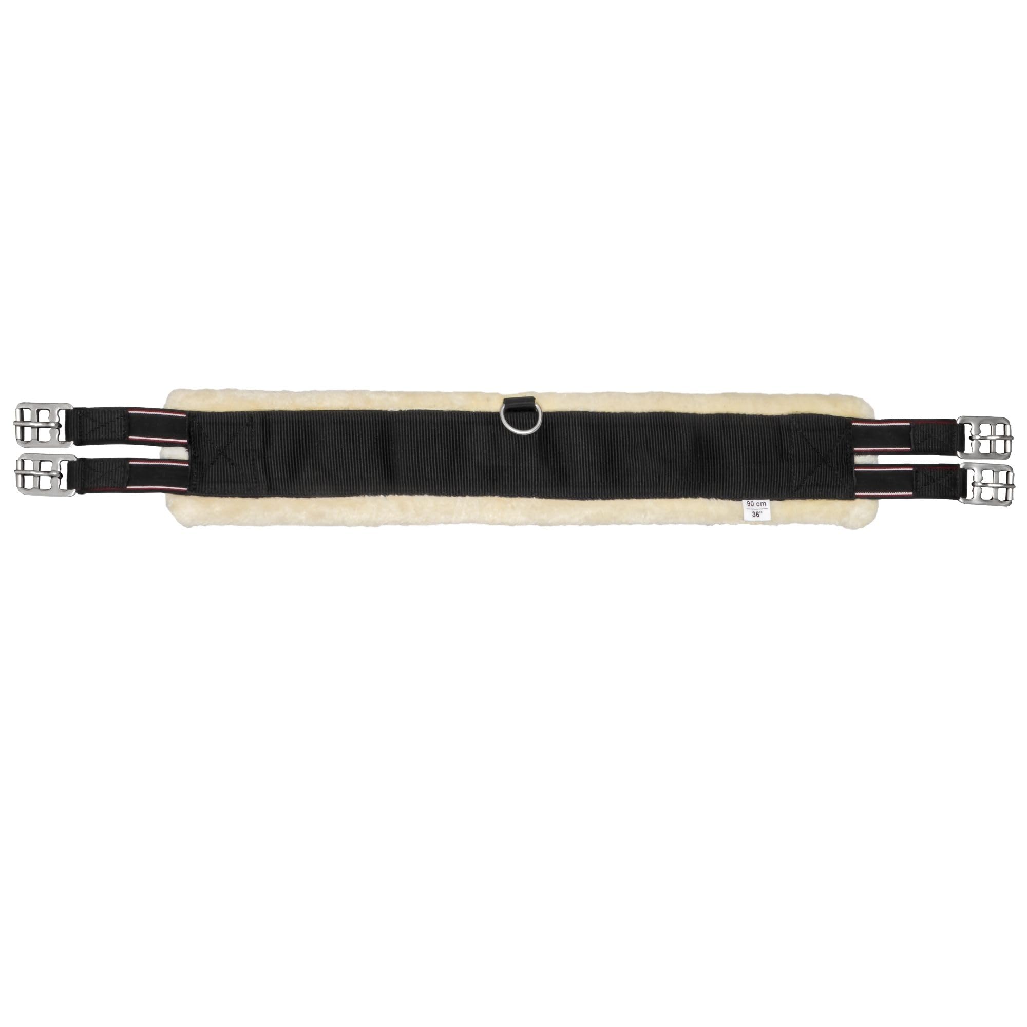 FurArtificial Sangle de selle avec fourrure synthétique pour cheval 90cm Noir/Miel