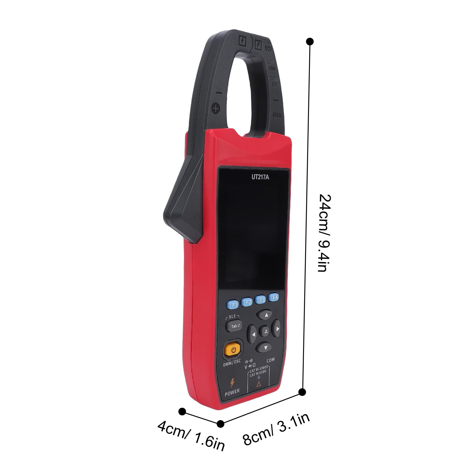 Osciloscopio Medidor de Abrazadera AC/DC True RMS 1MHz Ancho de Banda 600A 1000V Rango Automático para Ingenieros y Técnicos, Probador Voltaje Multifuncional 3 en 1 (UT217A)