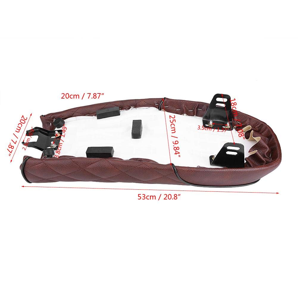 Yosoo Health Gear Cafe Racer Seat en Loop, Motorfiets Zadel, Motorfiets PU Lederen Vintage Cafe Racer Seat Platte Zadel Kussen voor Honda CG125 GN CG CB400SS (Type B