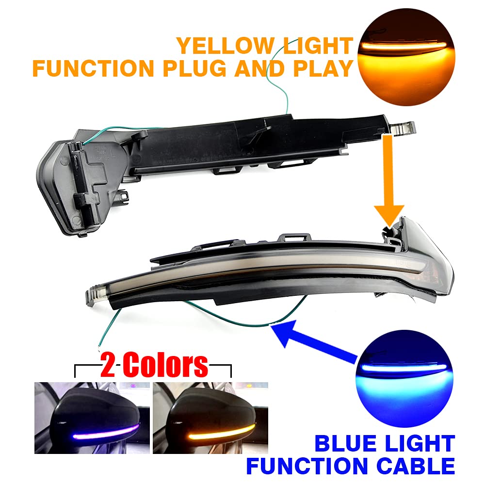Specchietti Retrovisori Con Freccia LED Dinamica MKptopia | Compatibili Con Audi A1 8X (2011-2018) | Fari Di Segnalazione Blu E Giallo - 2