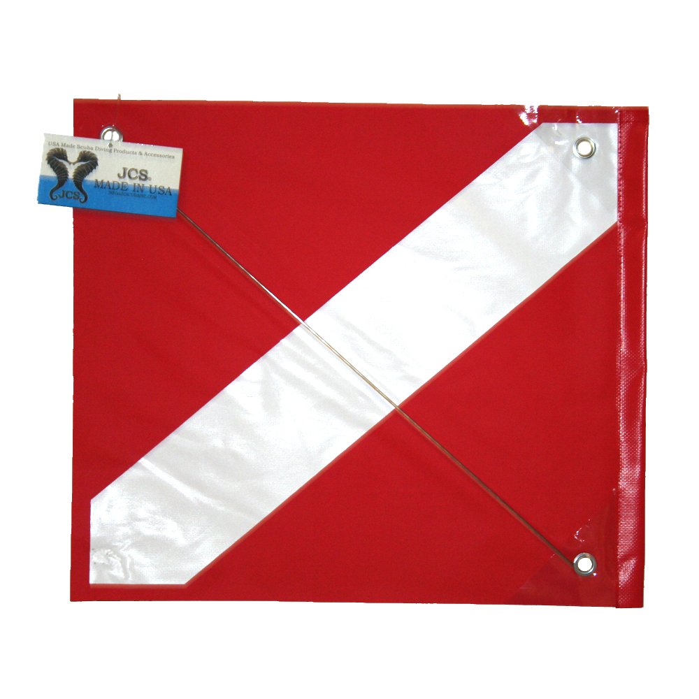 JCS Vinyl Dive Float Flag with Brass Grommets & Steel Spring Wire Stiffener, 14inch x 18inch