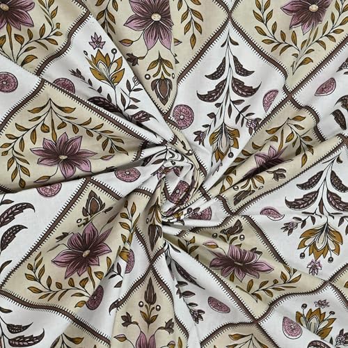 Image of 100% Cotton Single Bedsheet with 1 Pillow Cover | 240 TC Pure Cotton Flat Bed Sheet | Traditional Jaipuri Printed Bedding Set | Soft & Breathable | 60 x 90 Inch (Rangmahal Single 55)