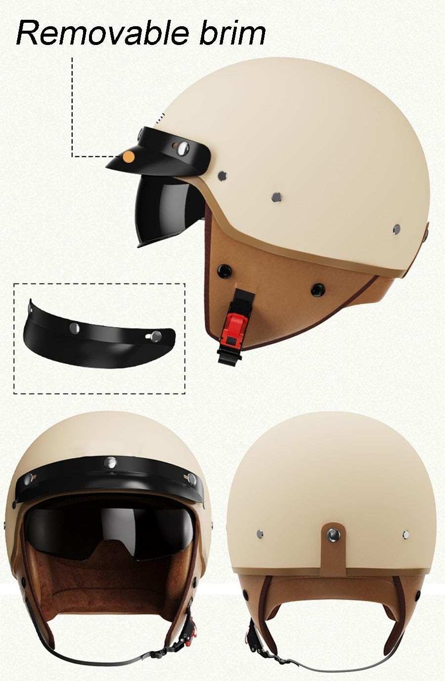 Bluetooth Casco Moto Retrò Caschi Cromwell Jet E Demi - Omologati ECE/DOT Retrò Casco Anticollisione Di Sicurezza Jet Casco Moto A Mezzo Casco Per Scooter Chopper Cruiser