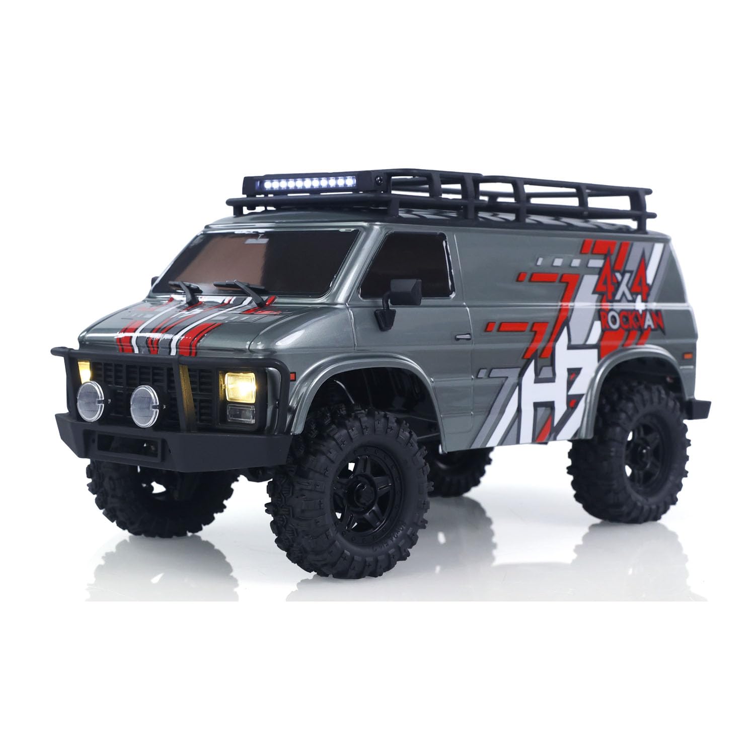 CR18P 1810503 Hobby Plus 1/18 4X4 RC Rock Crawler eléctrico con control remoto todo terreno RockVan sistema de luz amortiguador de choque