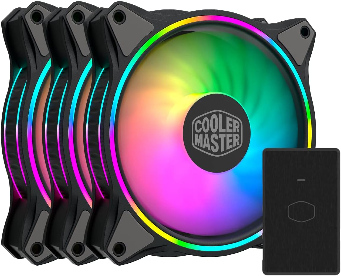 Cooler Master MasterFan 3N1 MF120 Halo ARGB - Dual Ring Addressable RGB Lighting, Case & Cooling Hybrid Fan Blade Design with Jam Sensor Protection & Vibration Dampening Frame - 3N1 with Controller