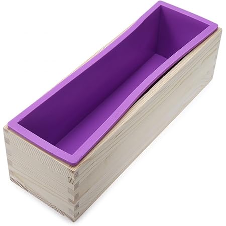 Sunreek Flexible rechteckige Silikonform mit Holzbox, für selbstgemachte Seifen, für 900 g, Zubehör für Seifenherstellng