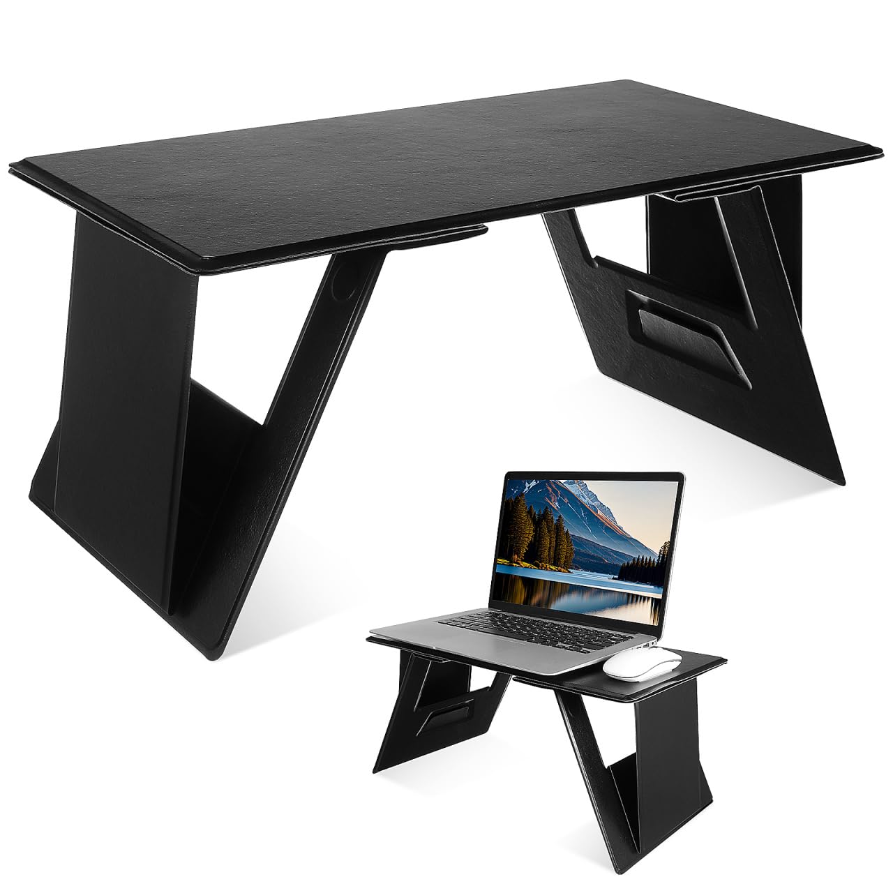 PRETYZOOM Foldable Laptop Desk, Adjustable Height and Angle Lap Desk for Reading, Working, Writing, Portable Laptop Table for Couch Sofa