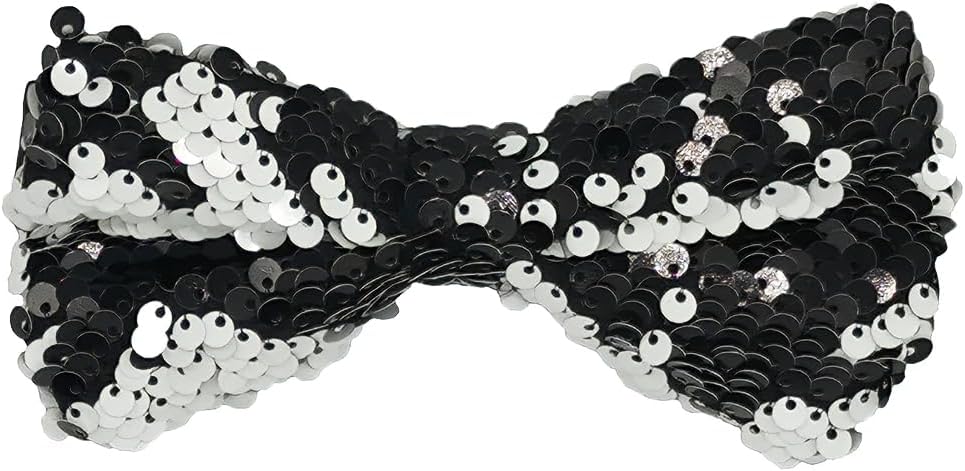 Reversible Sequin Bow Tie for Men Women, Shiny Adjustable Bow Tie for Party Costume Accessories Wedding Festival Wear