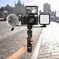 Vista 2 de Minolta Kit de cámara VLOG de 64MP 4K60FPS - Videocámara digital de enfoque automático con trípode, control remoto, micrófono, luz LED, pantalla LCD