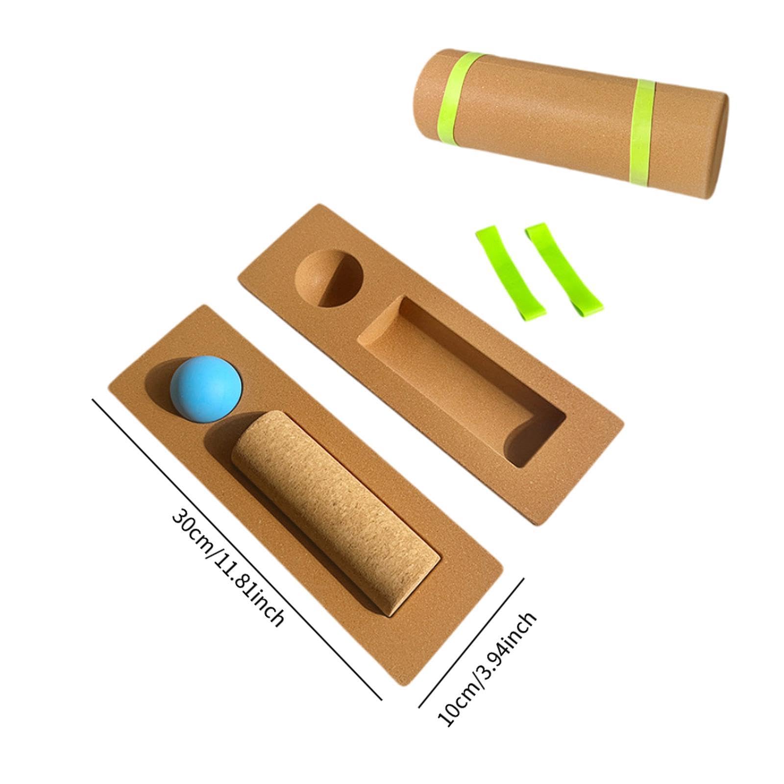 Balance Board con Rodillo de Corcho Natural Bola para Movilidad del Pie Y Banda de Resistencia Set para Entrenamiento Funcional Y Prevención de Lesion