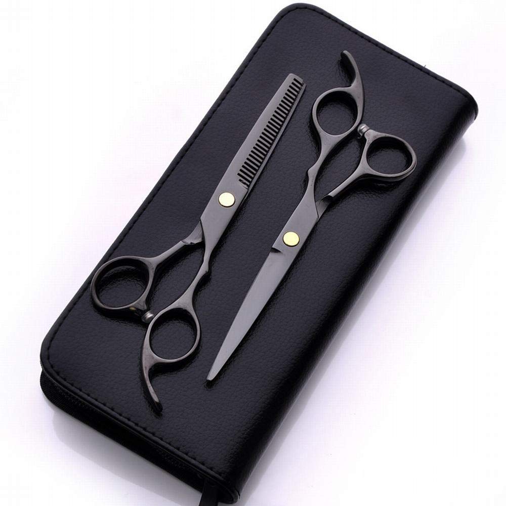 Ciseaux de coiffure pour chien noir de 6 pouces en ensemble complet de toilettage