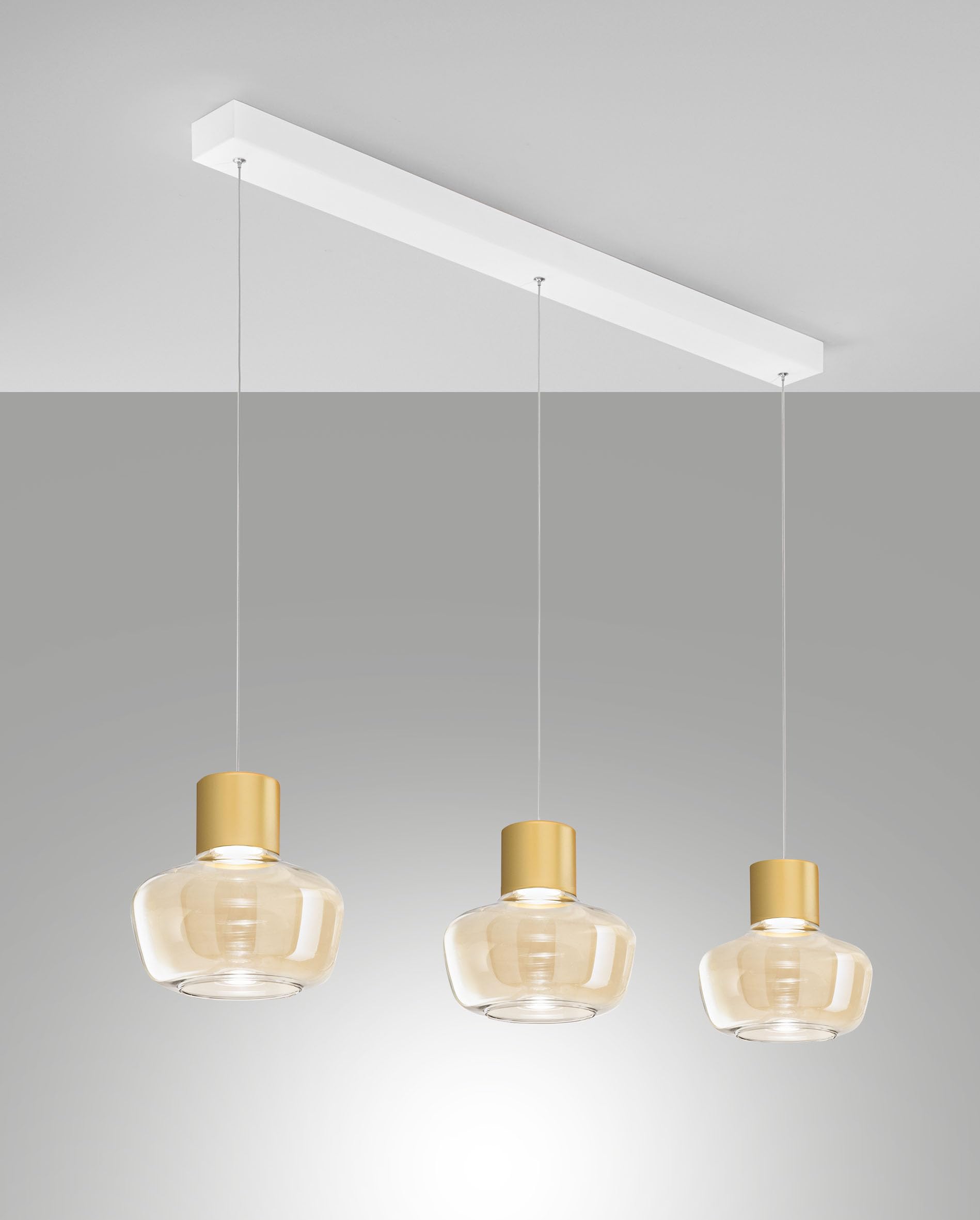 Kino LED Pendant Light 36 W 3900 lm 3000 K Dimmable Metal Frame and Borosilicate Glass Cognac IP20 Class 1