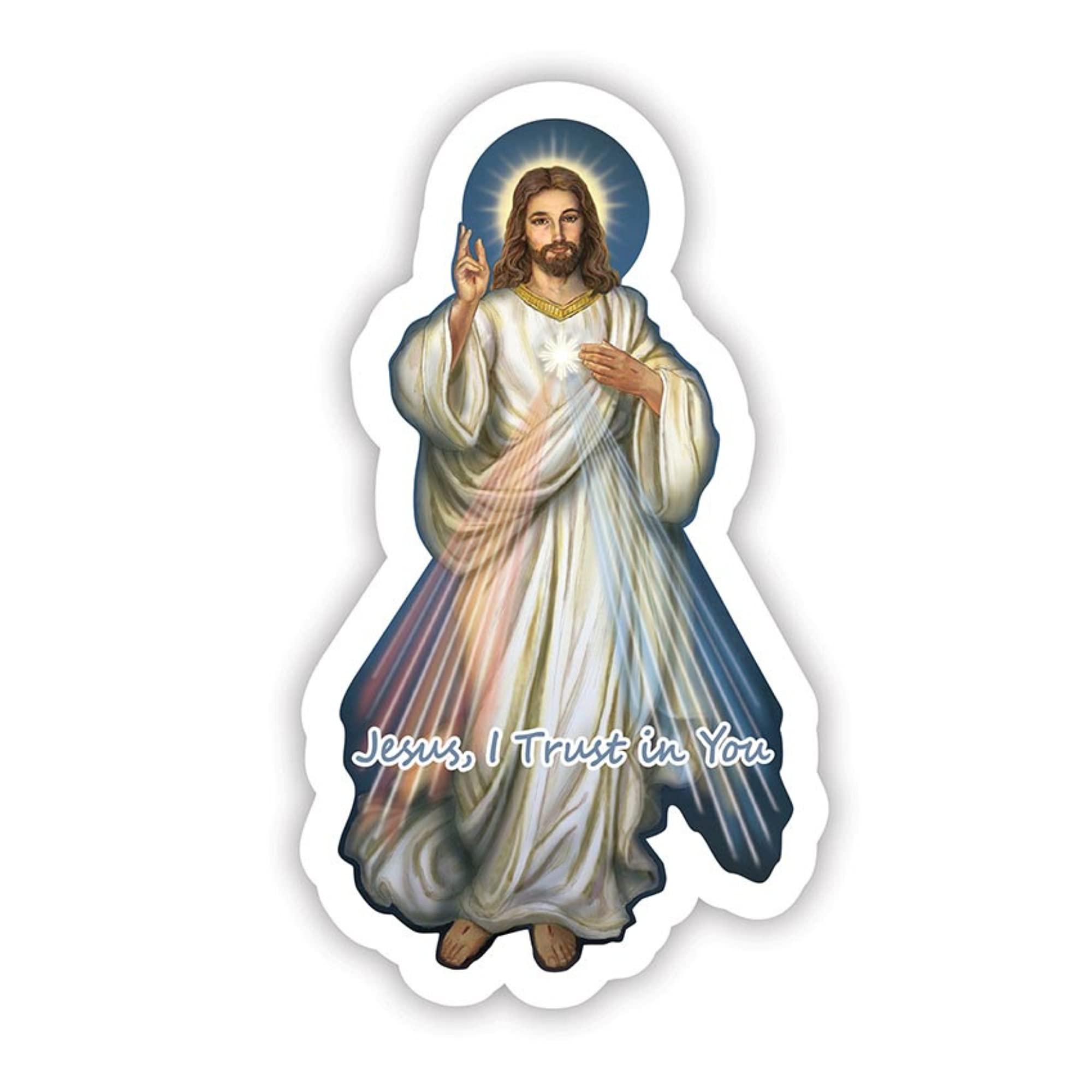Needzo Religious Magnetic Decal for Cars, Refrigerators, and Whiteboards, Magnet for Catholic Gift Basket, 4.5 Inches (Divine Mercy)