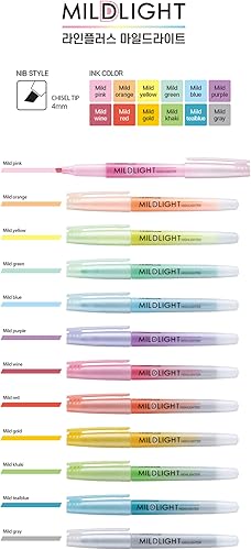 Miniatura 4 de LINEPLUS MILDLIGHT - Juego de resaltadores (6 colores intensos) – Sin manchas, escritura suave, ideal para estudiar, diarios y oficina