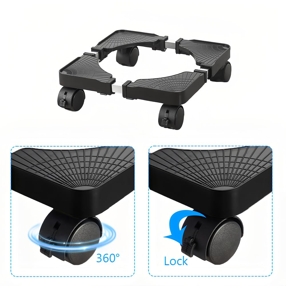 Support à Plantes avec roulettes Réglable, Base Verrouillables Roulante pour Pots Lourds Jardin et Extérieur Intérieur Chariot Transporteur pour Fleurs Réfrigérateur ou Poubelle Charge 50 kg