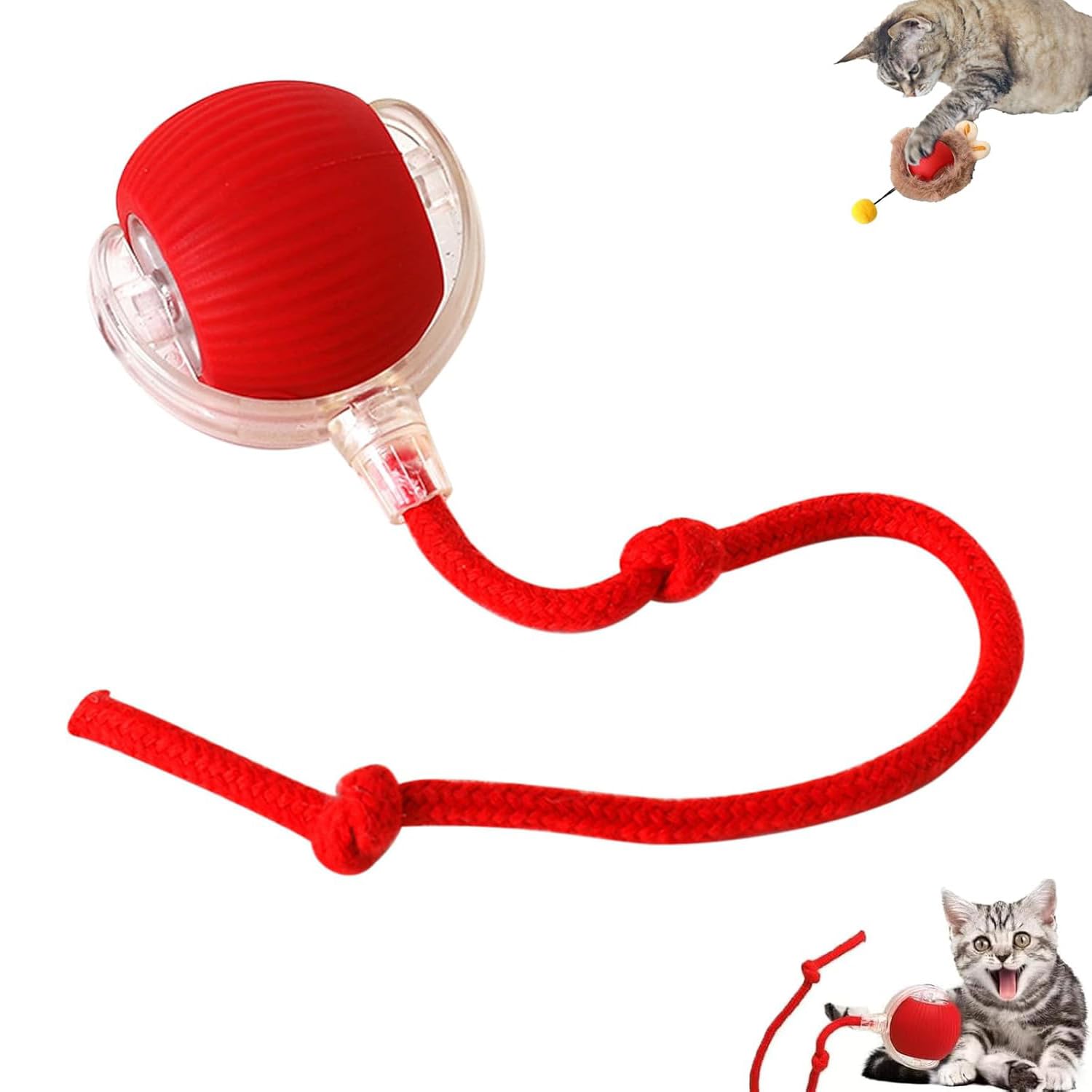 Pelota interactiva para gatos, juguete eléctrico para gatos, juguete eléctrico con USB, 3 modos de trabajo, 360 ° rodante para gatos y perros (rojo)
