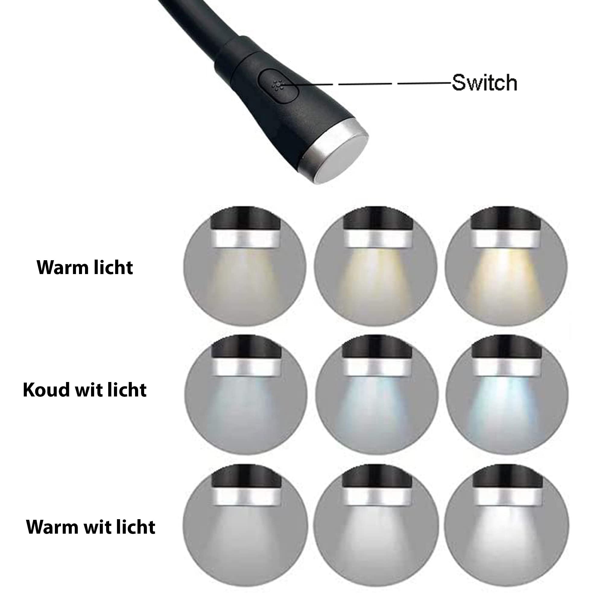 Oplaadbare Ledleeslamp voor nek - flexibel boekenlampje om je nek