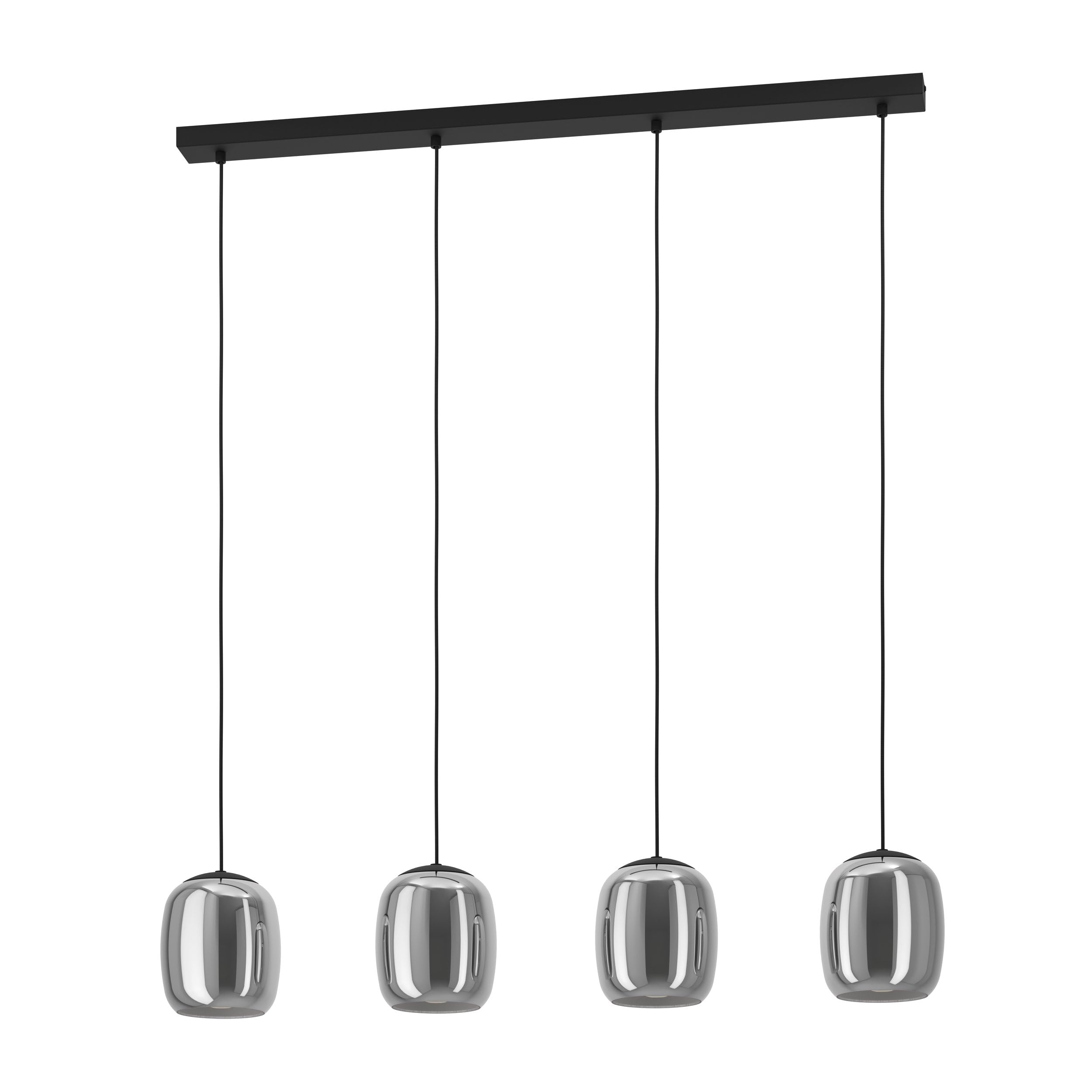 Eglo Pendant Lighting Ciampino, 4 Light Hanging lamp Above Dining Table, Elegant Dining Room Ceiling Light Fixture, Made of Metal in Black and Smoked Glass, E27 Socket, 97.5 cm โ image 1