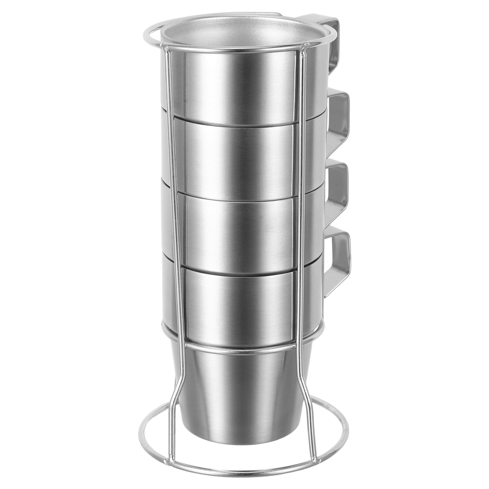 GARVALON Tazas de Acero Inoxidable Apilables Doble Pared Aislante de Tazas Infantiles con Asas y Soporte Resistentes al Calor para Café Té y Bebidas Frías para Camping y Uso Diario