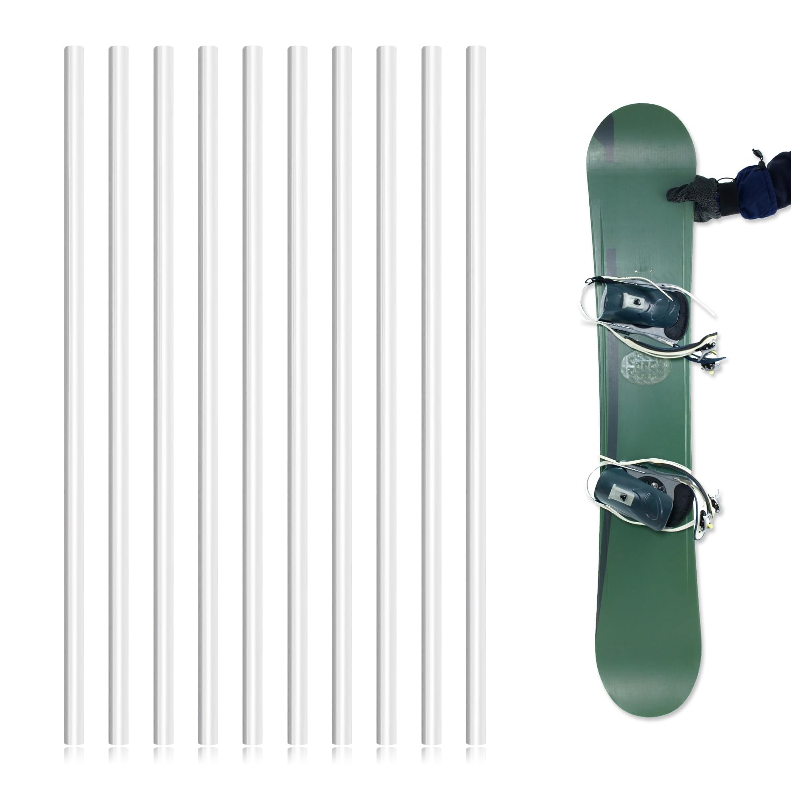 10szt Ptex Zestaw Naprawczy do Nart, 6mm Ptex Kije Naprawcze Zestaw Naprawczy do Snowboardu Naprawa Slizgu Snowboardu Ptex Kij Naprawczy do Snowboardu do Ochrony Nart i Snowboardu(Bialy)
