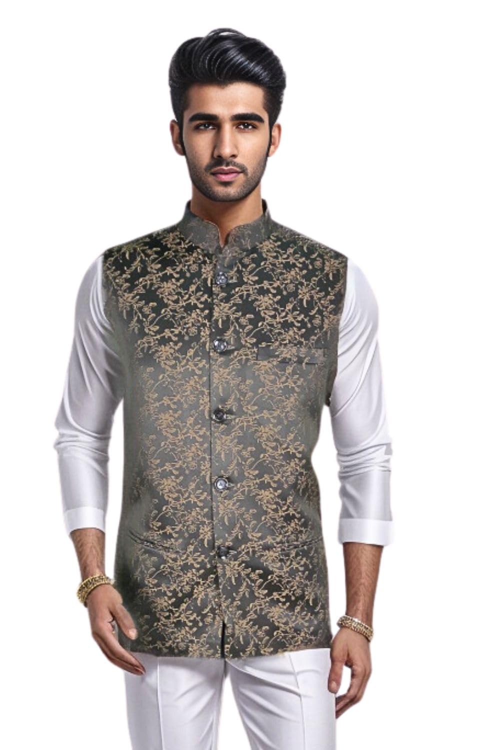 blacksmith Maroon Tree Jacquard Nehru Jacket for Men - Wedding Jacket for Men-picture-34