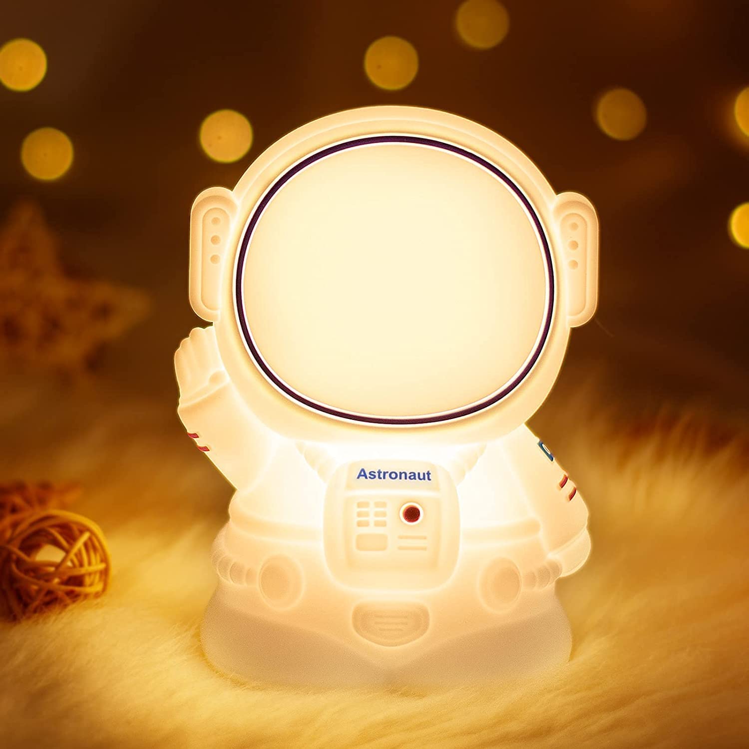 Luce notturna astronauta in silicone per bambini, lampada da tavolo ricaricabile USB che cambia colore, controllo touch, luce LED per camera da letto
