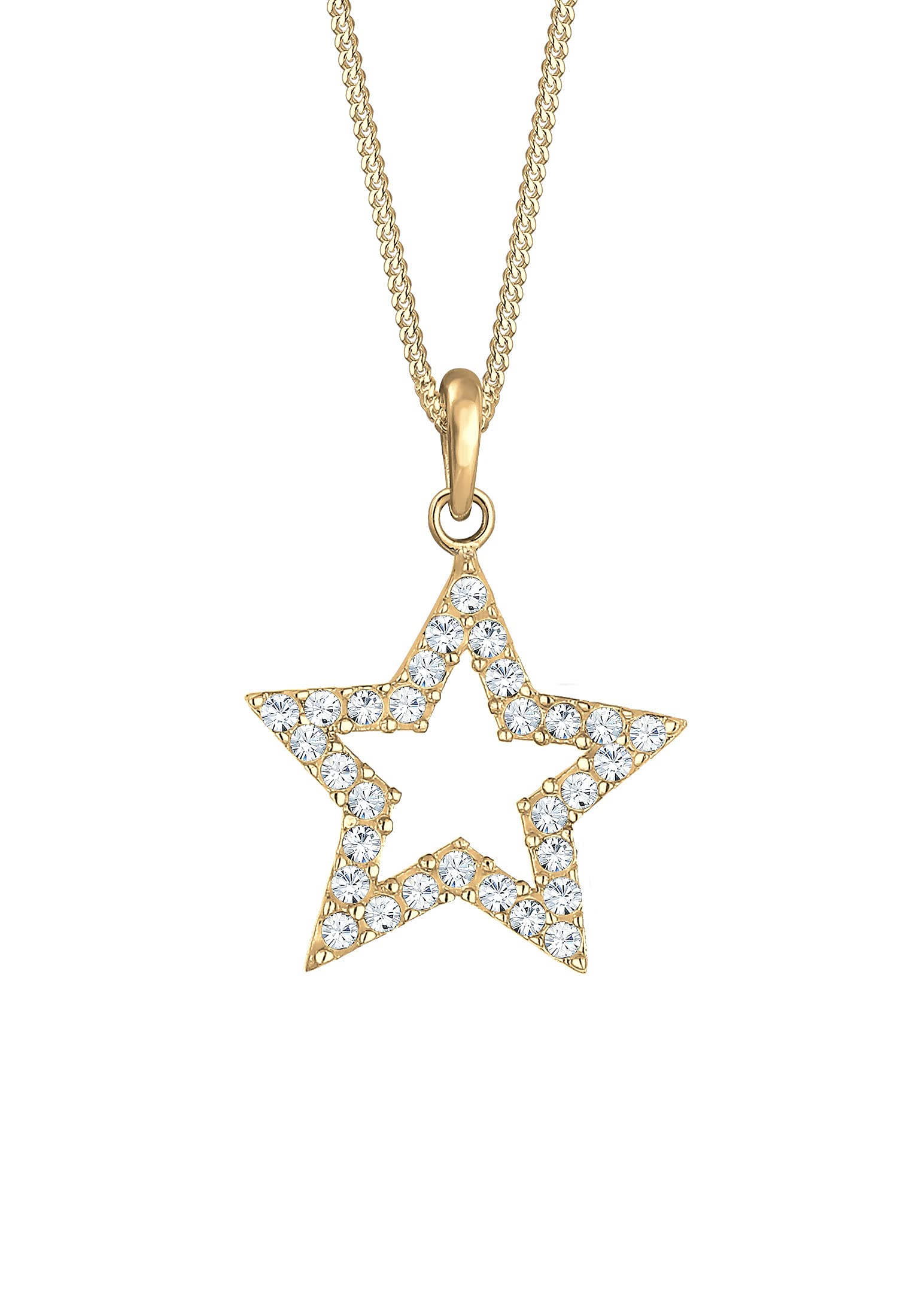 Elli Halskette Damen Stern Anhänger Astro mit Kristallen in 925 Sterling Silber