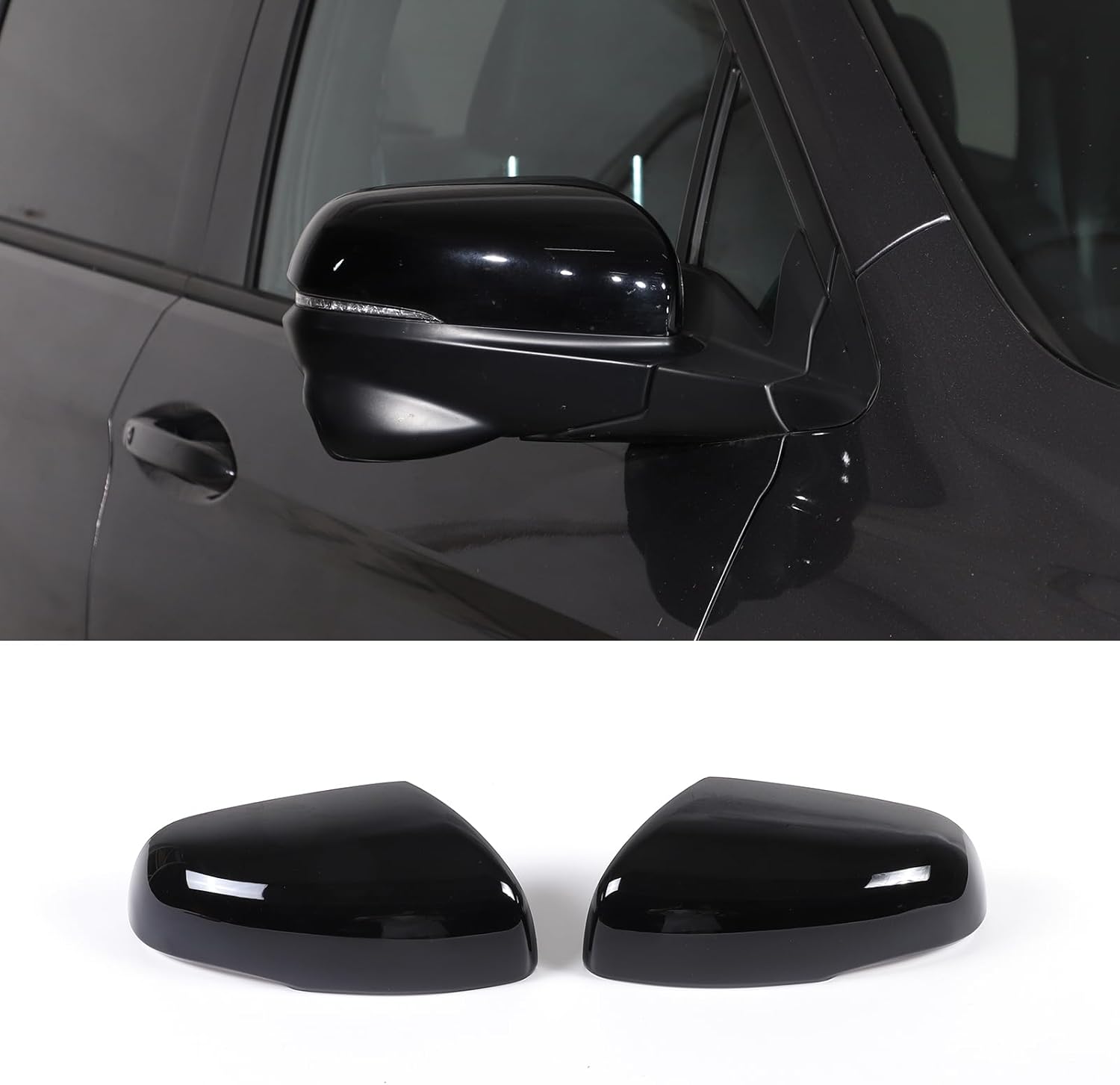 Door Rear View Mirror Cover Compatible with Honda Pilot 2016-2022/ Ridgeline 2020-2023/ Passport 2019-2023, Side Door Rear View Mirror Cover Cap Exterior Accessories (Piano Black)
