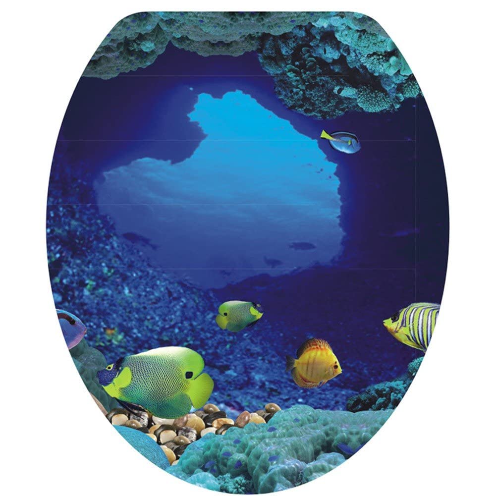 Bemvp Sea World Pattern Toilet Lid Sticker Toilet Seat Cover Stickers Wc Pan Sticker Toilet Closestool Bathroom Decoration