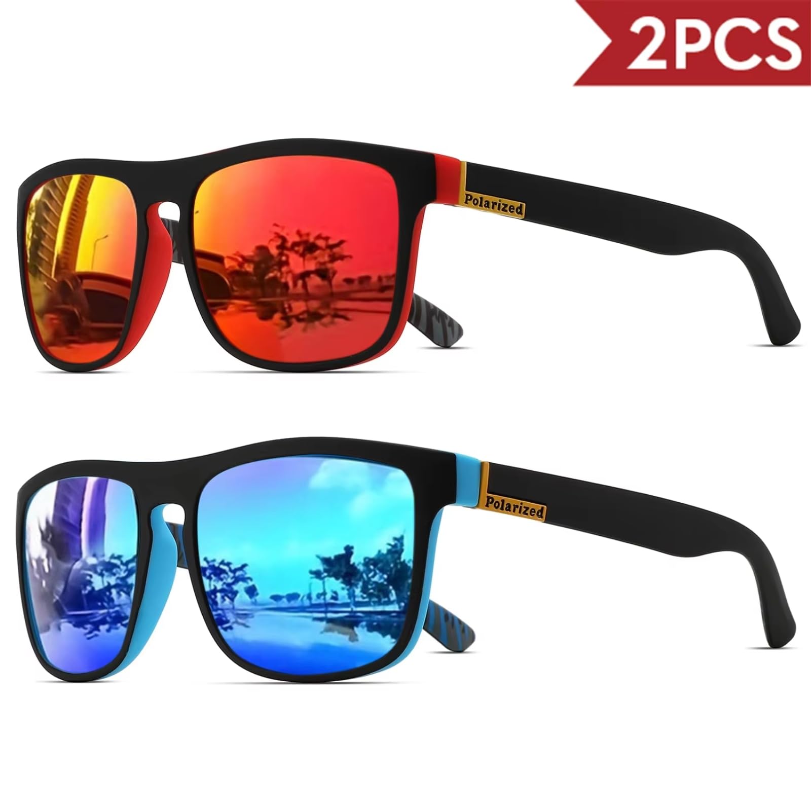 Gafas de Sol Cuadradas Polarizadas 1-4 Pack Unisex Pc Uv400 Conducción Pesca Pesca, Ciclismo Y Uso Diario Al Aire Libre-4pcs-5