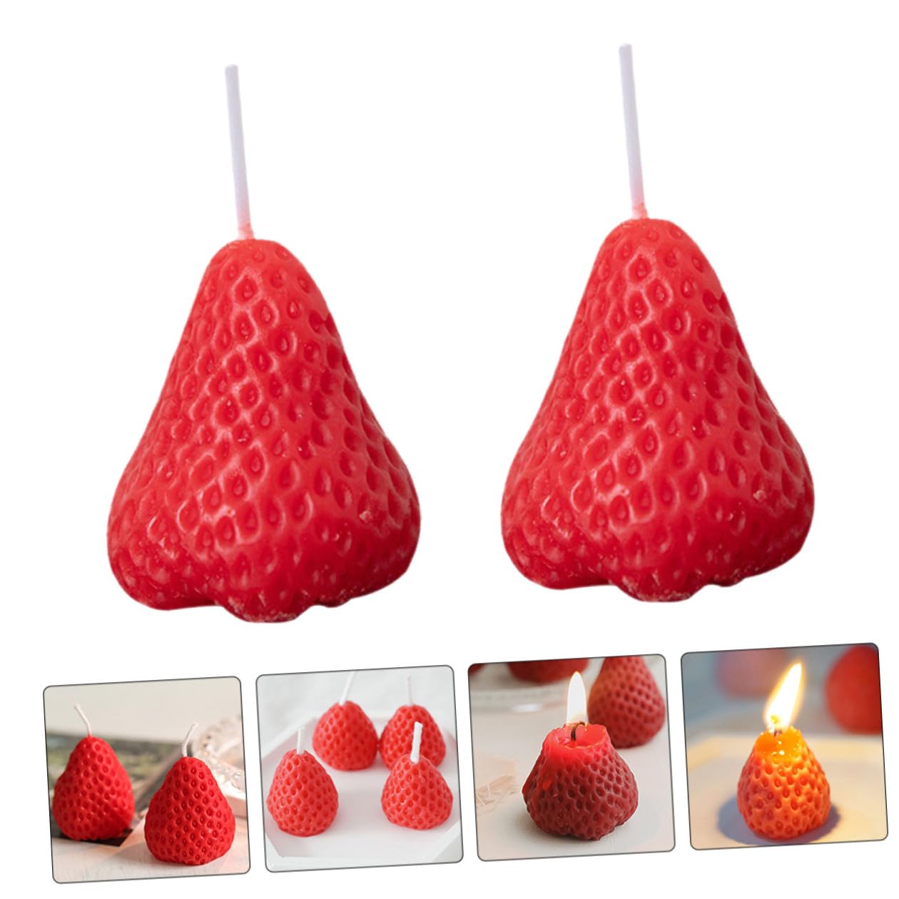 HOMSFOU Set da 9 Candele Profumate alla Fragola Rosse, Decorazioni la Casa a Forma di Fragola, Candele per Aromaterapia e Feste, Adatte per Matrimoni, Compleanni e Anniversari