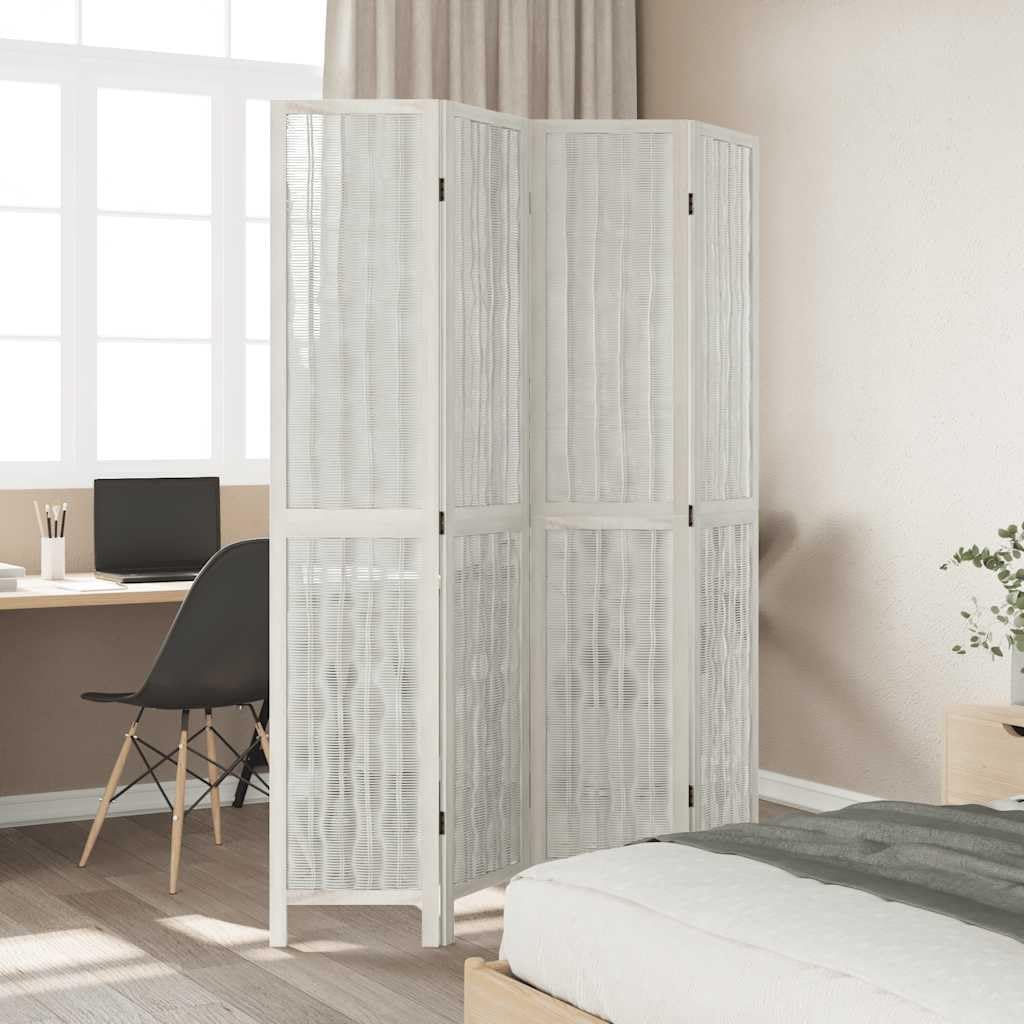 4 pezzi divisori bianchi in legno massiccio Paulownia, paravento flessibile, 140 x 200 cm, divisorio pieghevole per soggiorno, camera da letto, ufficio