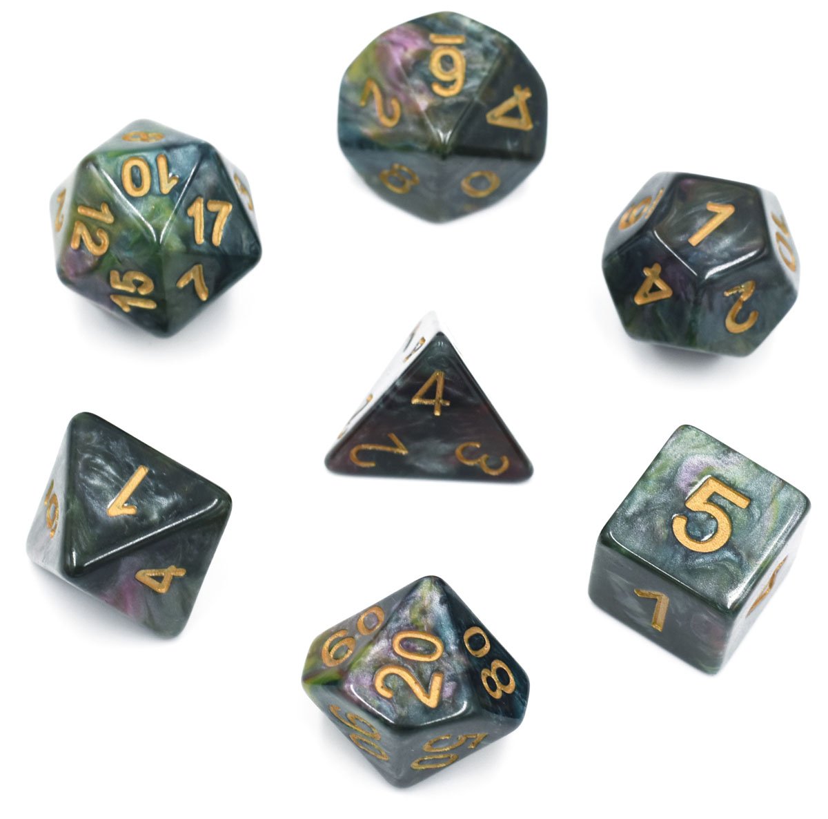 Polyhedral 7-Die Dice Set Colourful DND Gaming Dice for Dungeons and Dragons Tabletop Roleyplaying & DND Games