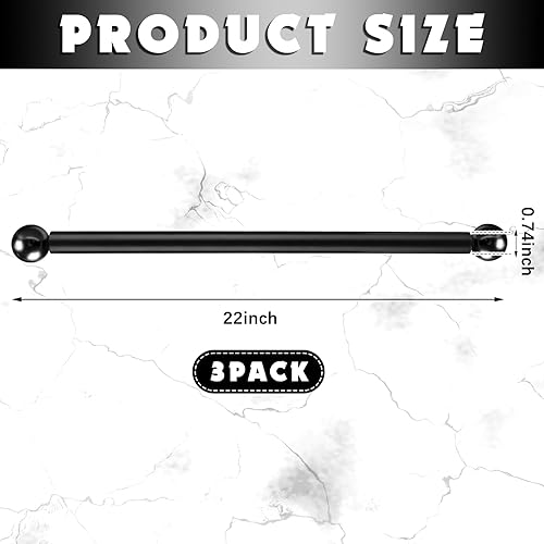 Miniatura 8 de Yaocom 3 piezas de soporte de escalera de brazo cruzado de acero de repuesto con tapa de bola de metal roscada de 1-38 pulgadas, barra de luz negra