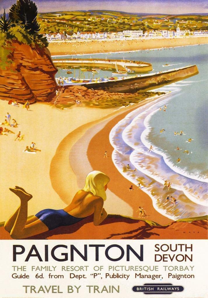 Kueprae A332 Retro Tin Sign Railway Paignton South Devon Plaque Sign Metal Plaque 12X8 Inches