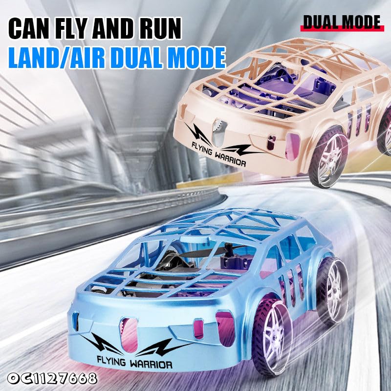 Image of Cable World 2-in-1 Flying Car Drone Toy for Kids with Remote Control, Air & Land Dual Mode RC Car, LED Lights, Headless Mode, One Key Take Off /Landing, Rechargeable Stunt Toy Gift for Boys & Girls