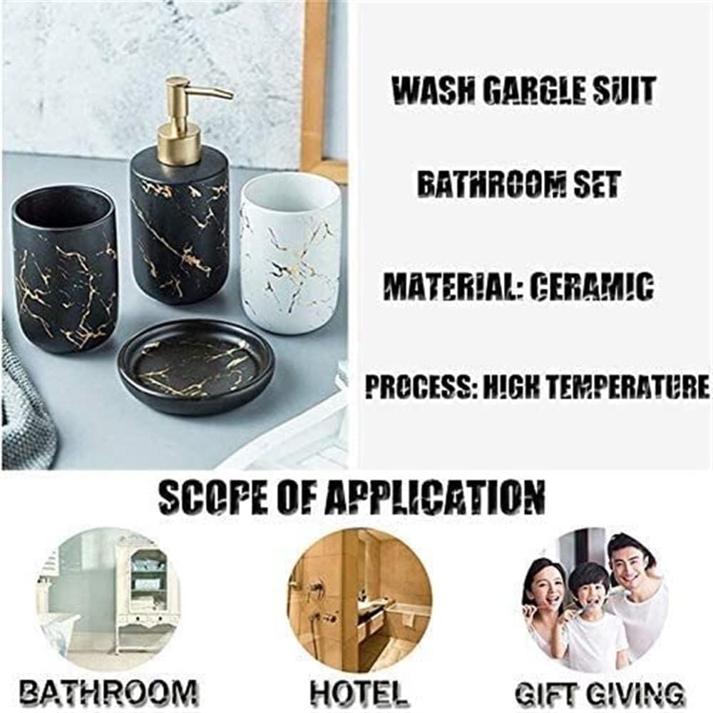 Completo da bagno in ceramica 4 pezzi for arredo , include piatto(Black)
