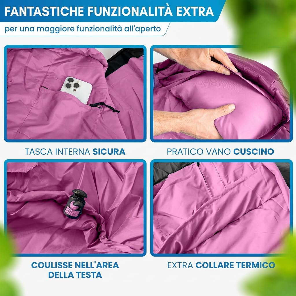 NORDMUT® Sacco a pelo bambini – Cresce con il bambino per protezione –per bambini in materiali non tossici – Sacco a pelo 3 stagioni (200 GSM) per avventure outdoor
