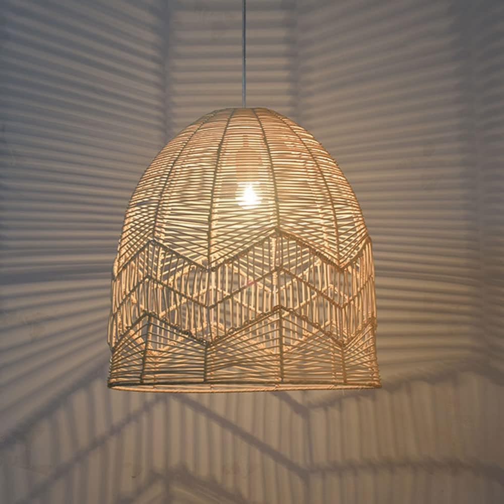 Paralume a gabbia in rattan Lampade a sospensione in tessuto di bambù Lampada a in vimini intrecciato a forma nido d'uccello beige a in Compatible with fattoria, luci sospese