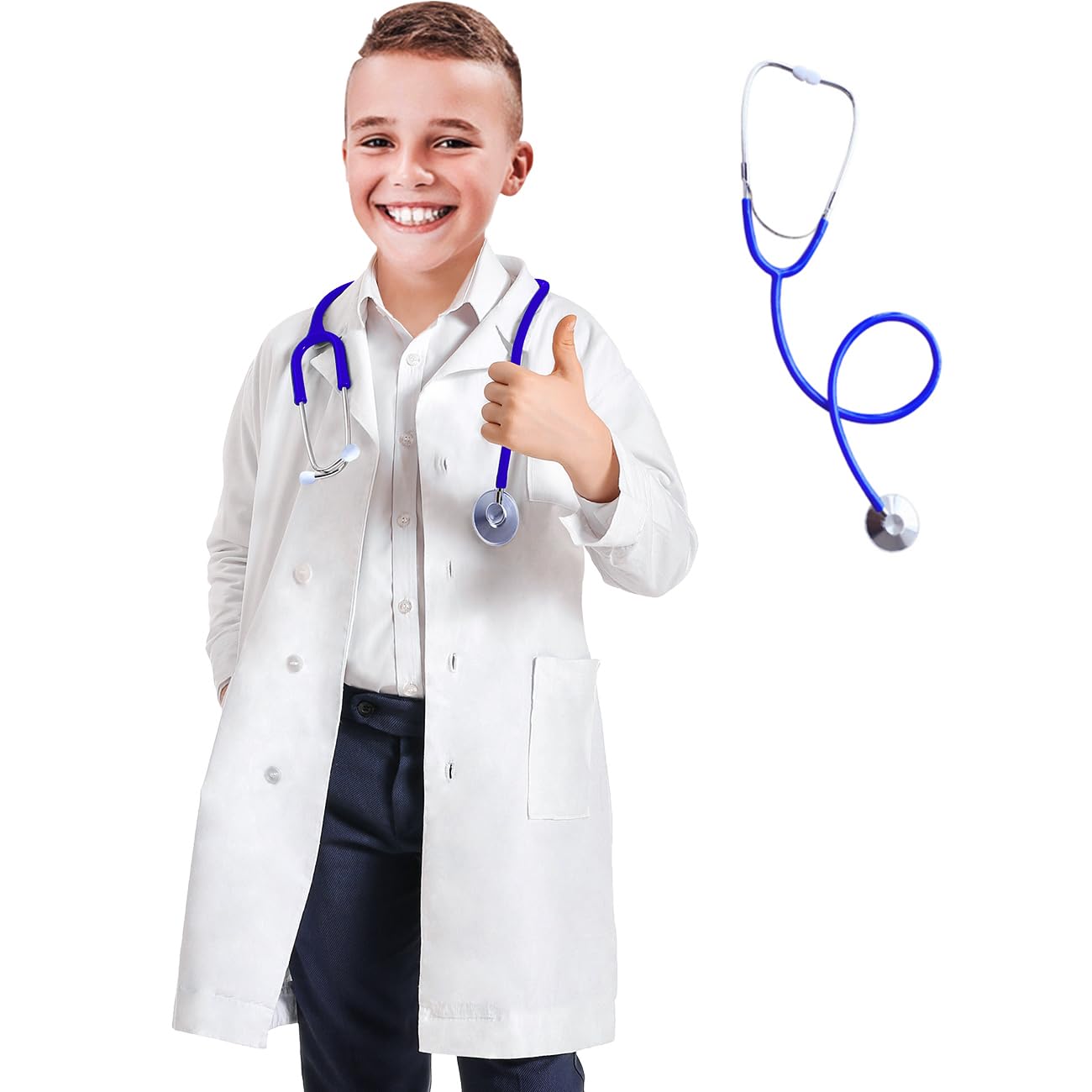 BOMLY Lab Coat for Kids - White Doctor Coat with Stethoscope Toys Kids Vet Coat, Doctor Dress Up Costume for Boys Girl