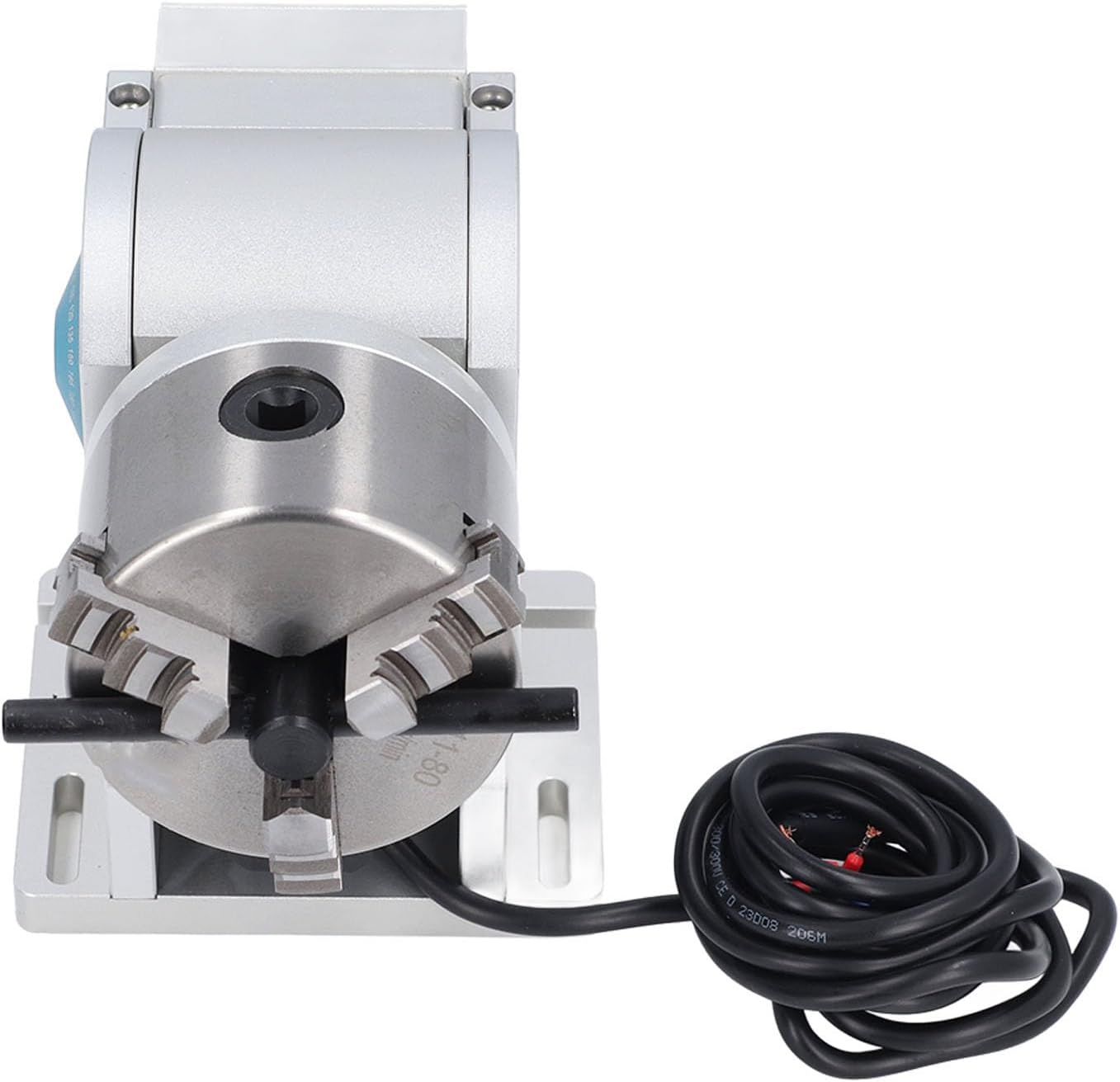 80mm Chuck Rotating Shaft CNC Milling Machine Driving Head Universal Rotating Fixture DC24V High Precision Durable Stainless Steel Aluminum Alloy for CNC Engraving Cutting Marking